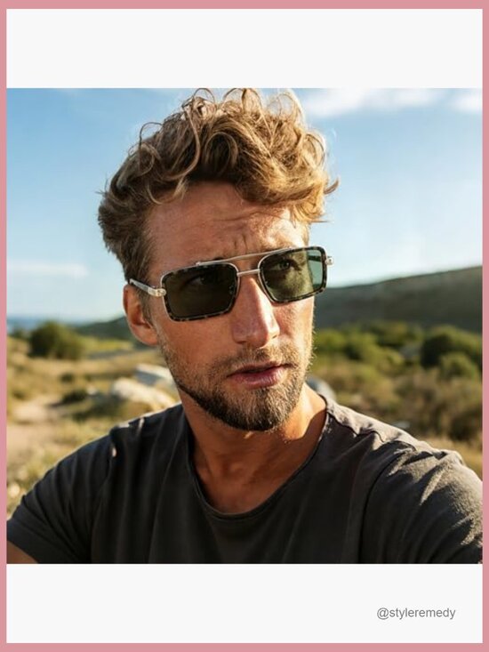 Polarized Aviator Sunglasses with UV Protection, Retro Rectangle Style main image 5